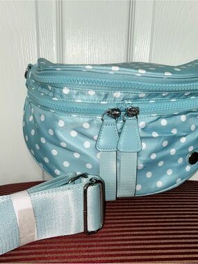 Iris & Rainbow Blue with White Polka Dot Best Version Crossbody Bag
